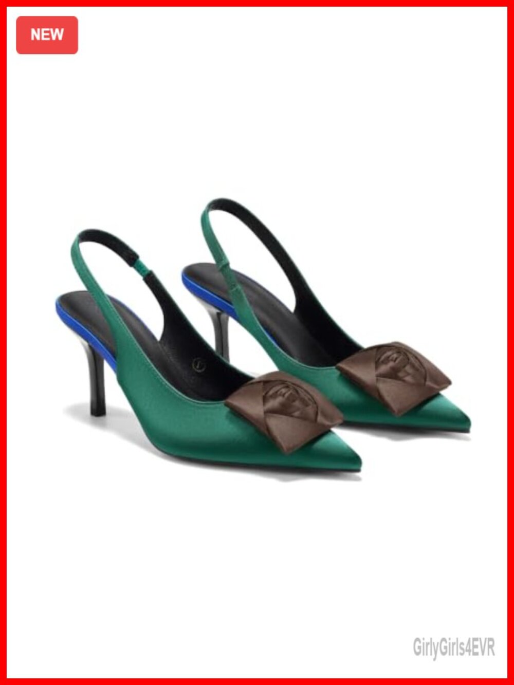 Womens Slingback Pointed Toe High Heel Satin Dress Pumps